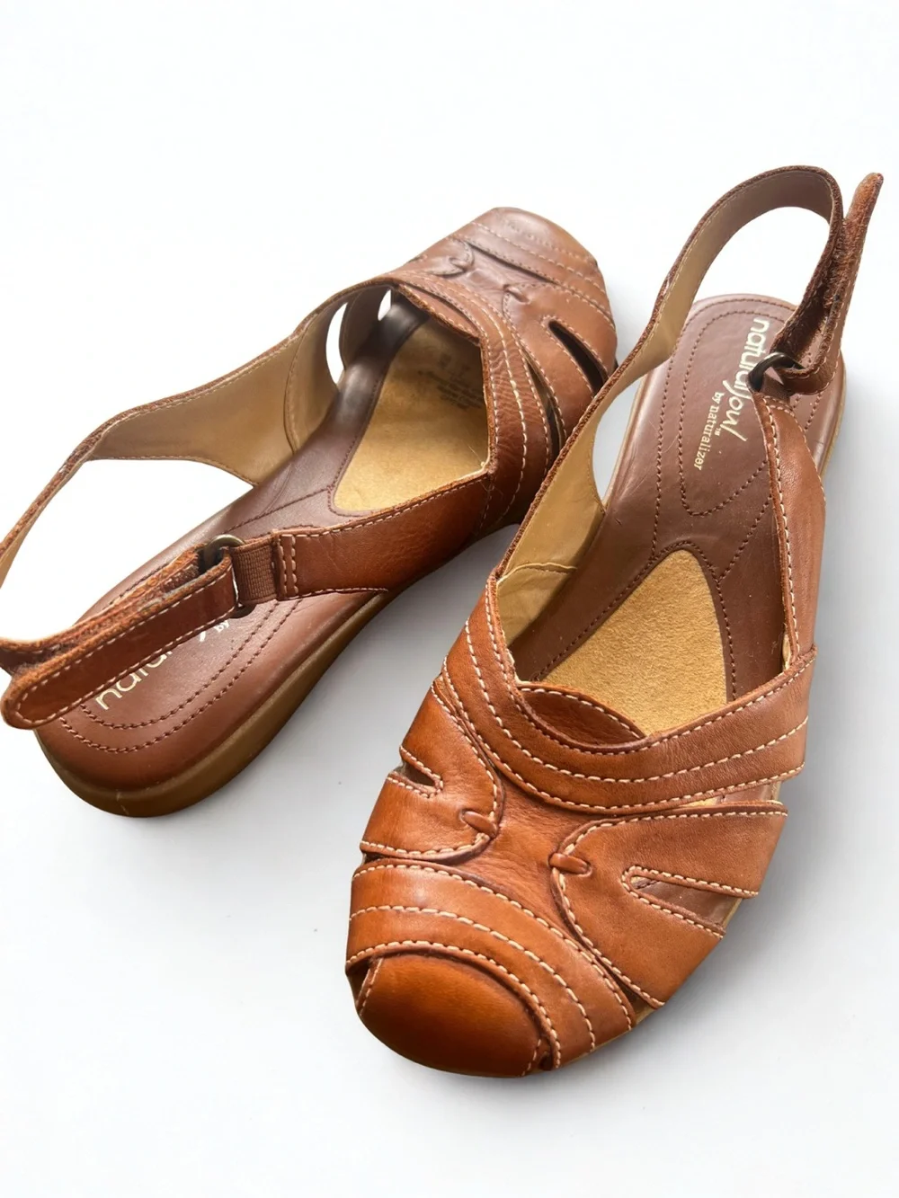 Natural Soul by Naturalizer Cayenne Slingback Sandals – Size 7 – Cognac Leather